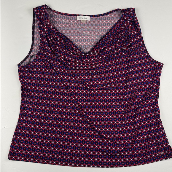 Calvin Klein Tops - Calvin Klein Women's sleeveless Patterned blouse - Red and Blue